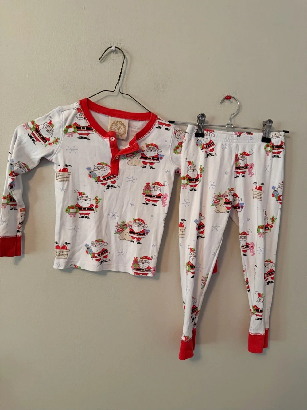 The Beaufort Bonnet Company Christmas Santa Pajama Set - Red Trim